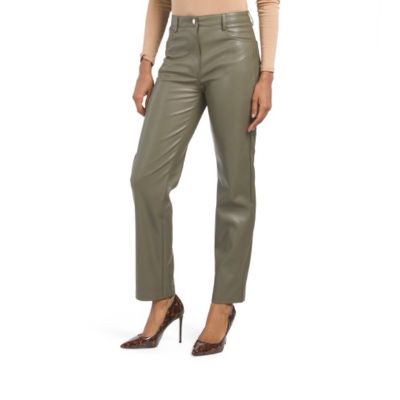 Legging Faux Cuir Vert Olive Nanette Lepore Taille L - Neuf Avec étiquettes